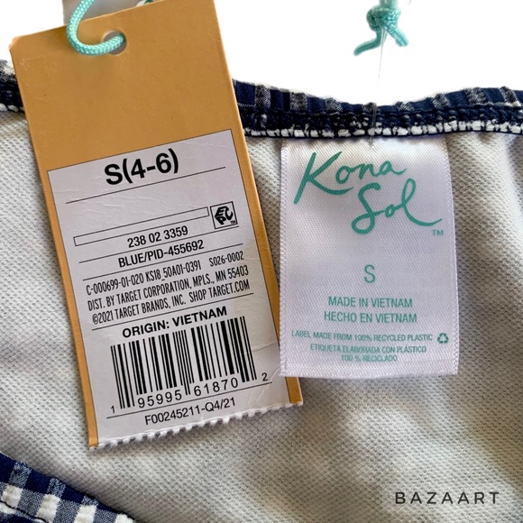 Xhilaration Textured Bralette Bikini Top & Kona Sol Gingham Bikini Bottoms - Picture 7 of 8